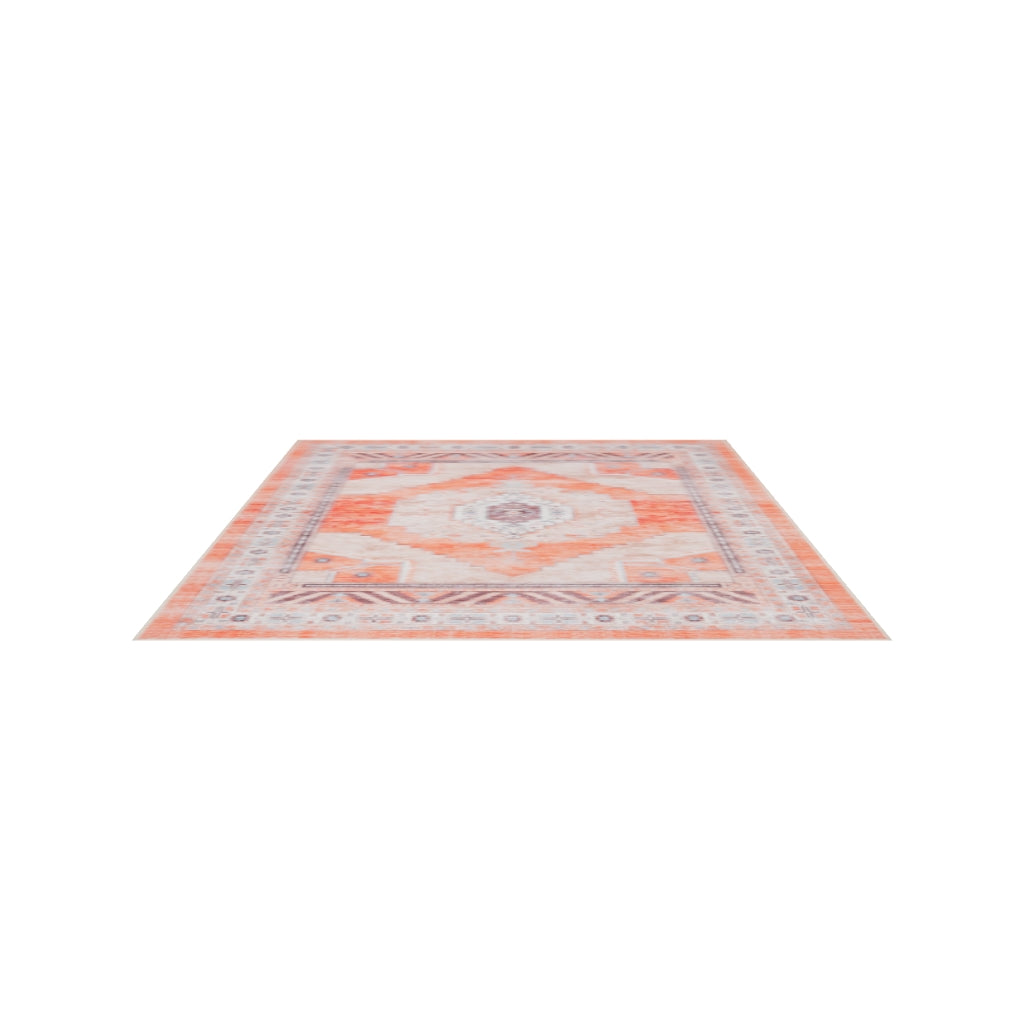 Christelle Warm Orange Beige Turkish Vintage Rug - Washable Rugs