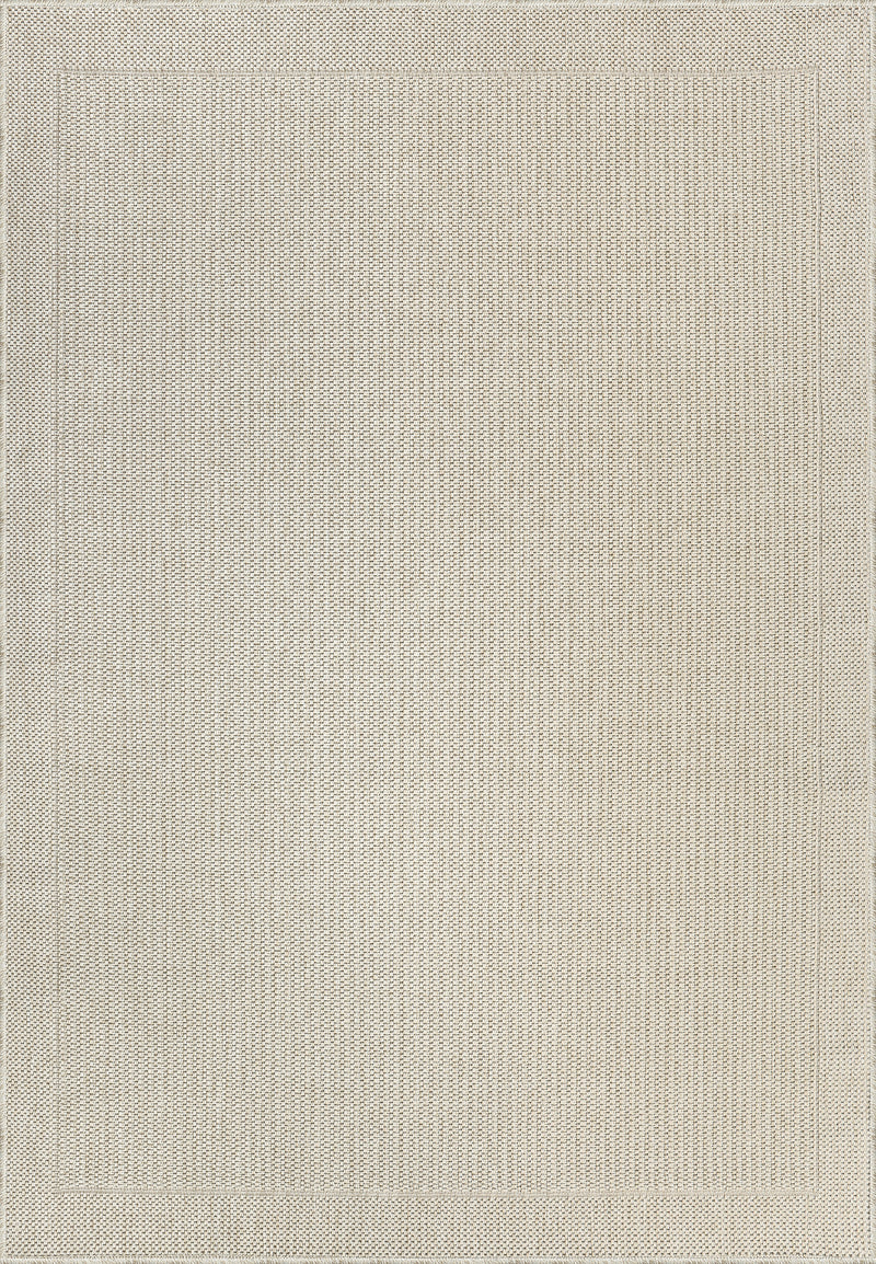 Carmel Sand Beige Bordered Jute-Look Indoor/Outdoor Area Rug
