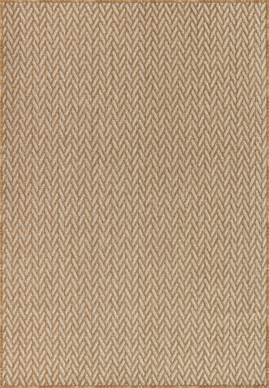 Earth Tone Herringbone Jute-Style Indoor/Outdoor Rug