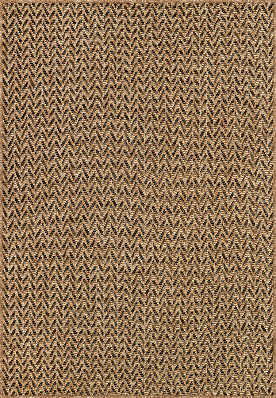 Modern Herringbone Jute-Look Indoor/Outdoor Area Rug