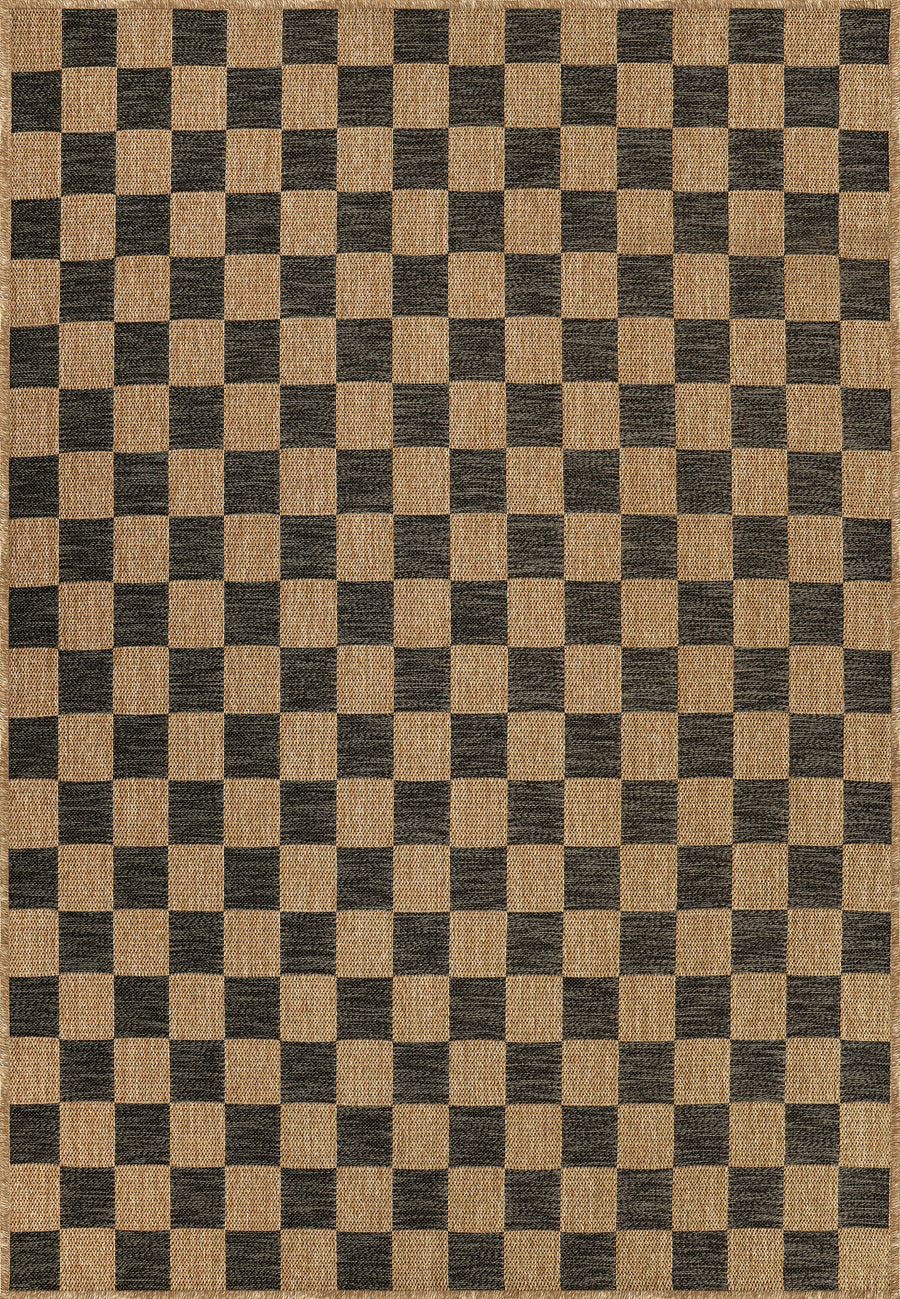 Modern Geometric Diamond Jute-Look Indoor/Outdoor Rug