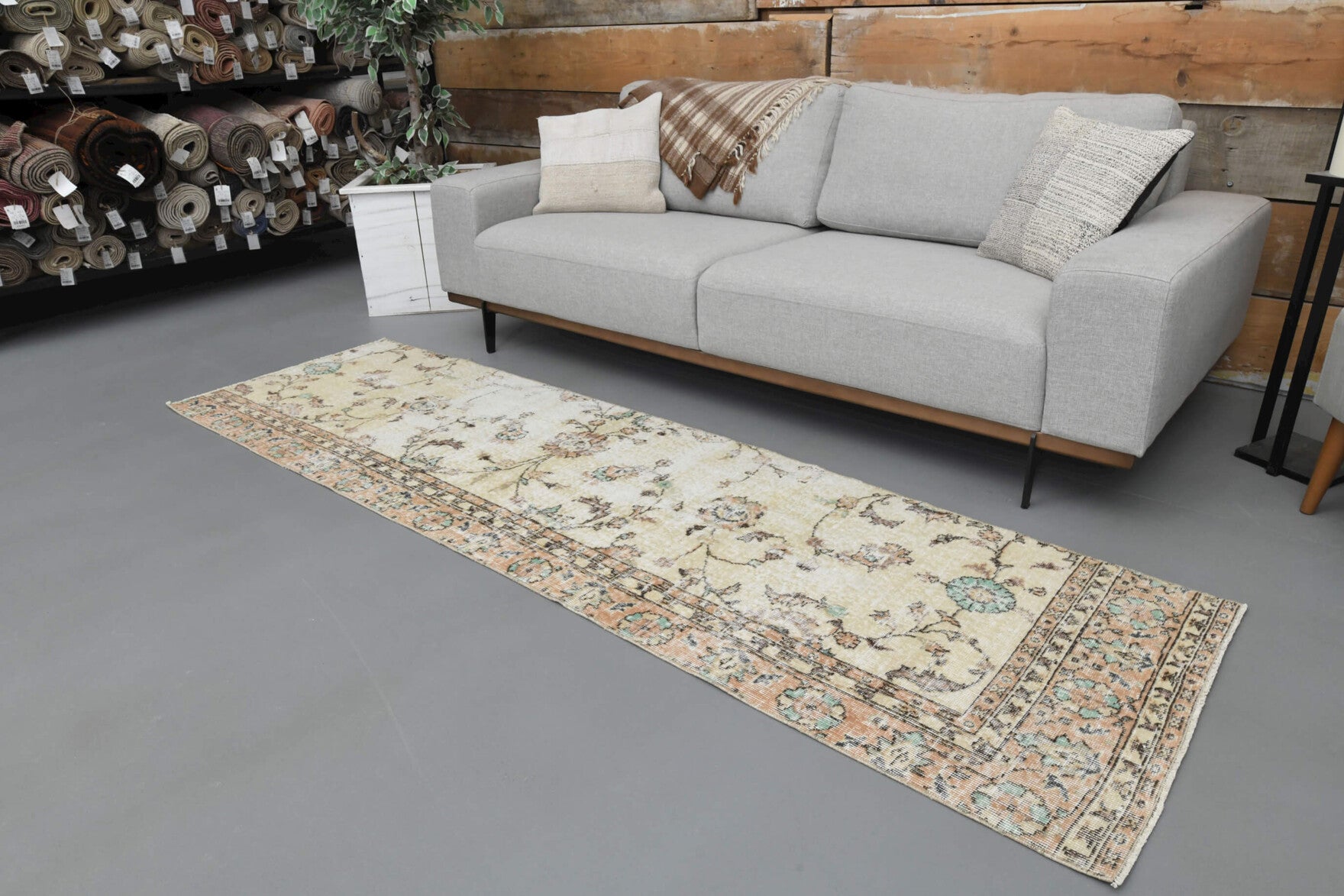 Floral Oushak Runner Rug