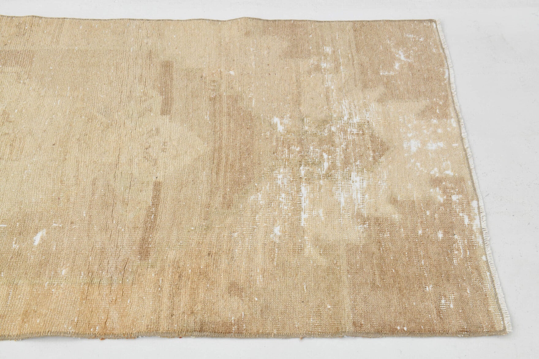 Antique Neutral Oushak Runner Rug