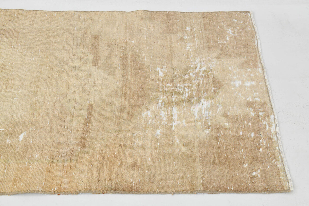 Antique Neutral Oushak Runner Rug