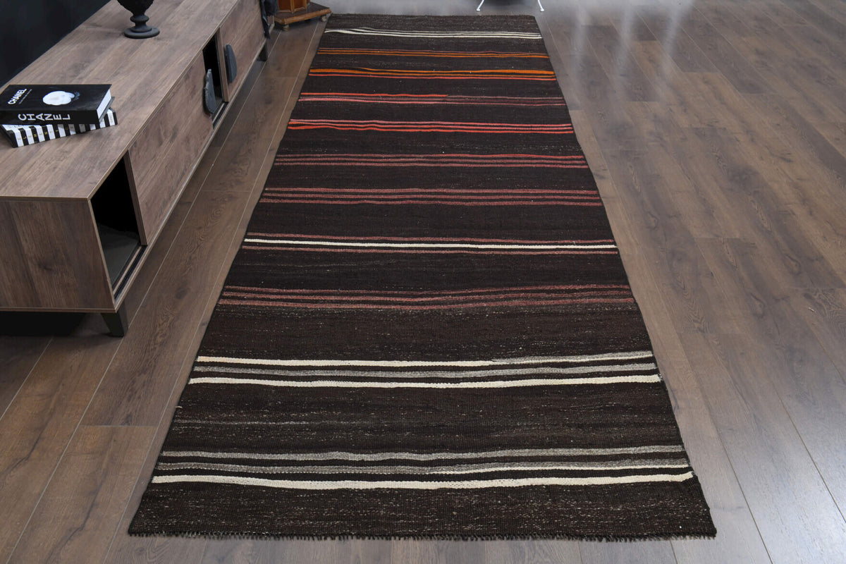 Turkish Striped Kilim Runner Rug