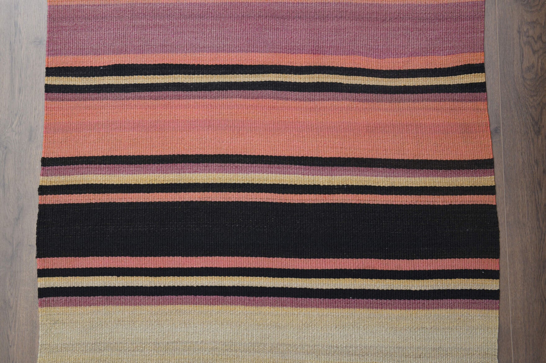 Turkish Kilim Runner Rug - Pink Purple Striped