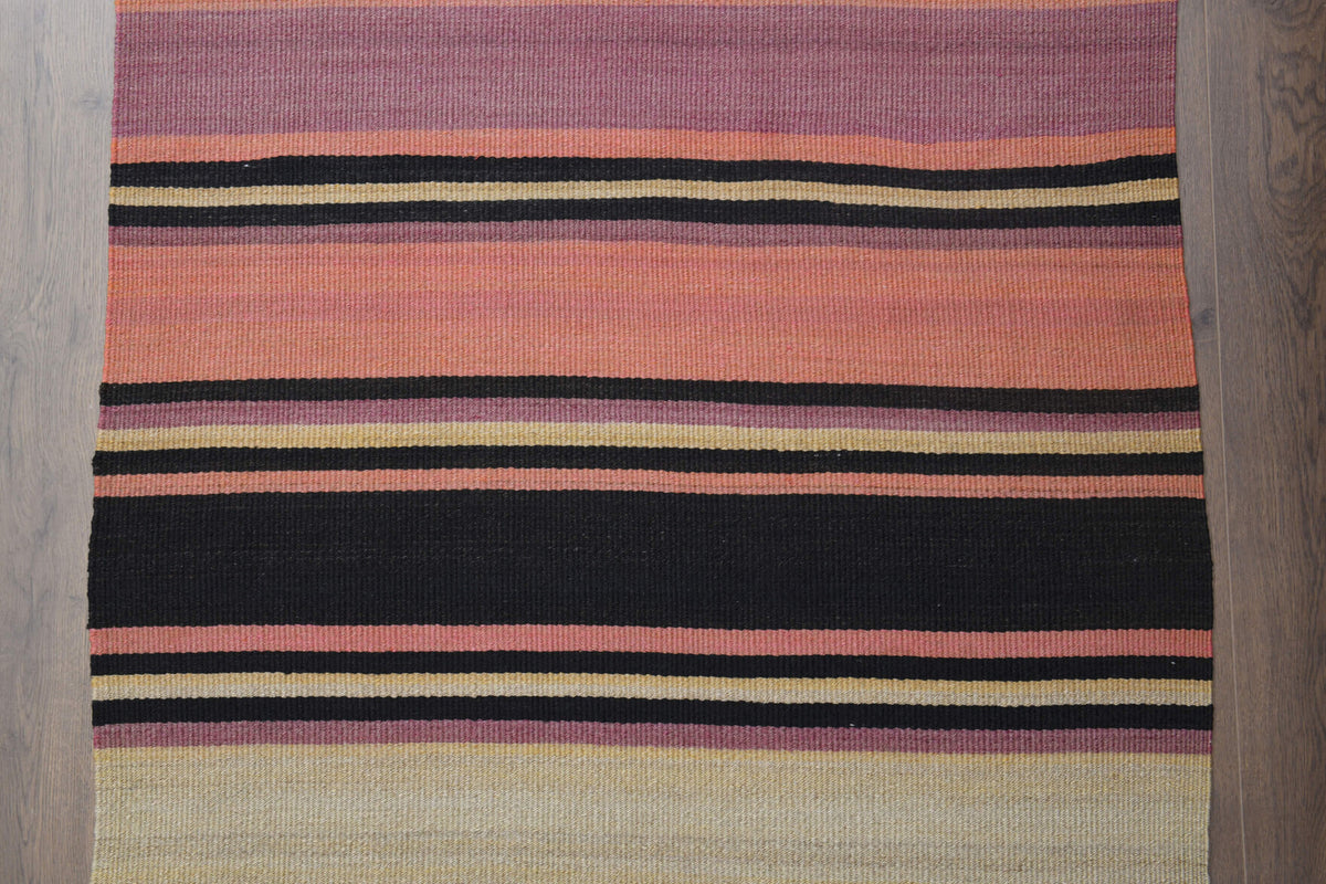 Turkish Kilim Runner Rug - Pink Purple Striped