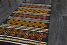 Renginpezir runner: 1970s handwoven flatweave Anatolian runner with oriental motifs