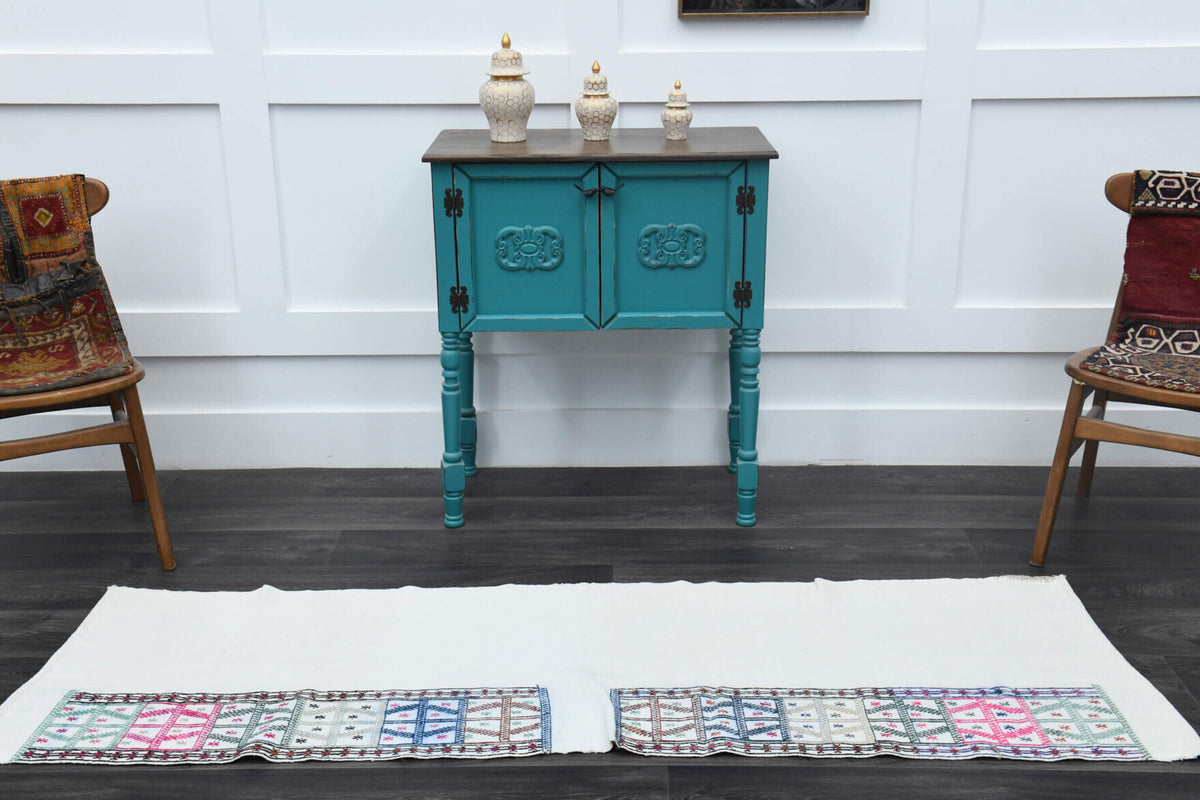 Boho Chic - White Vintage Kilim Runner