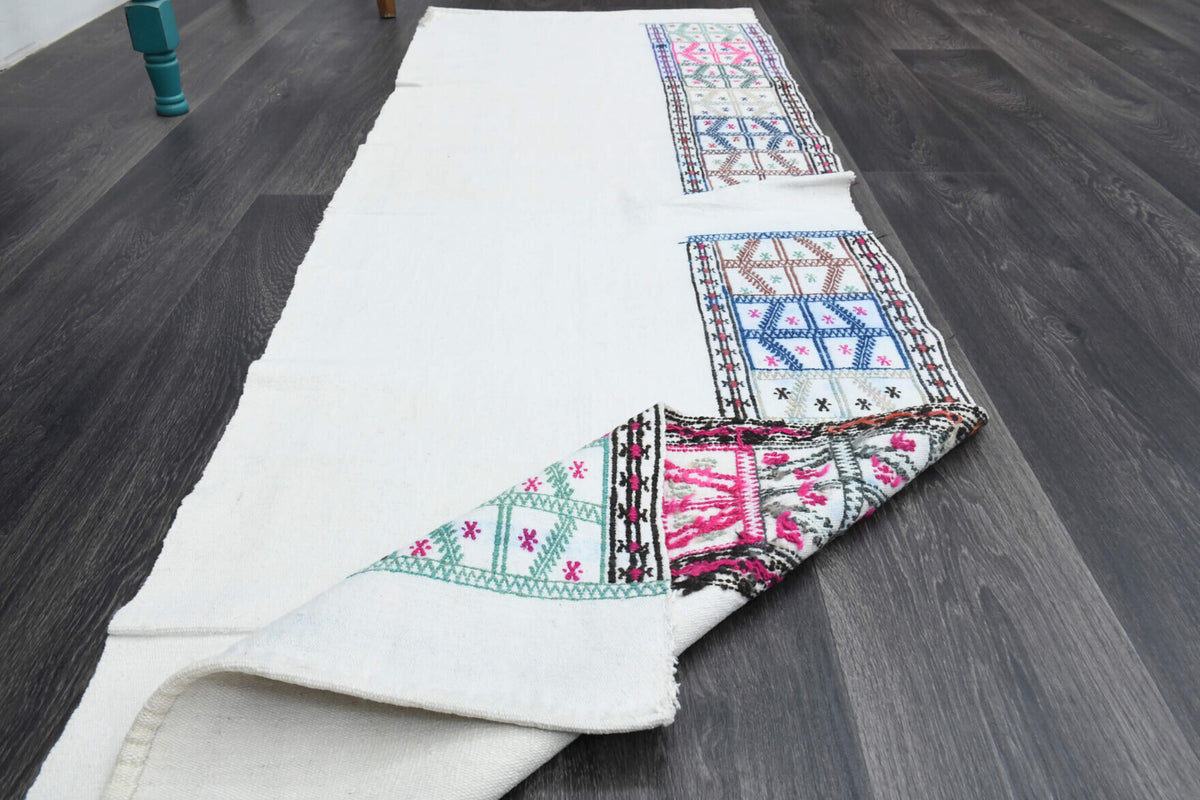 Boho Chic - White Vintage Kilim Runner