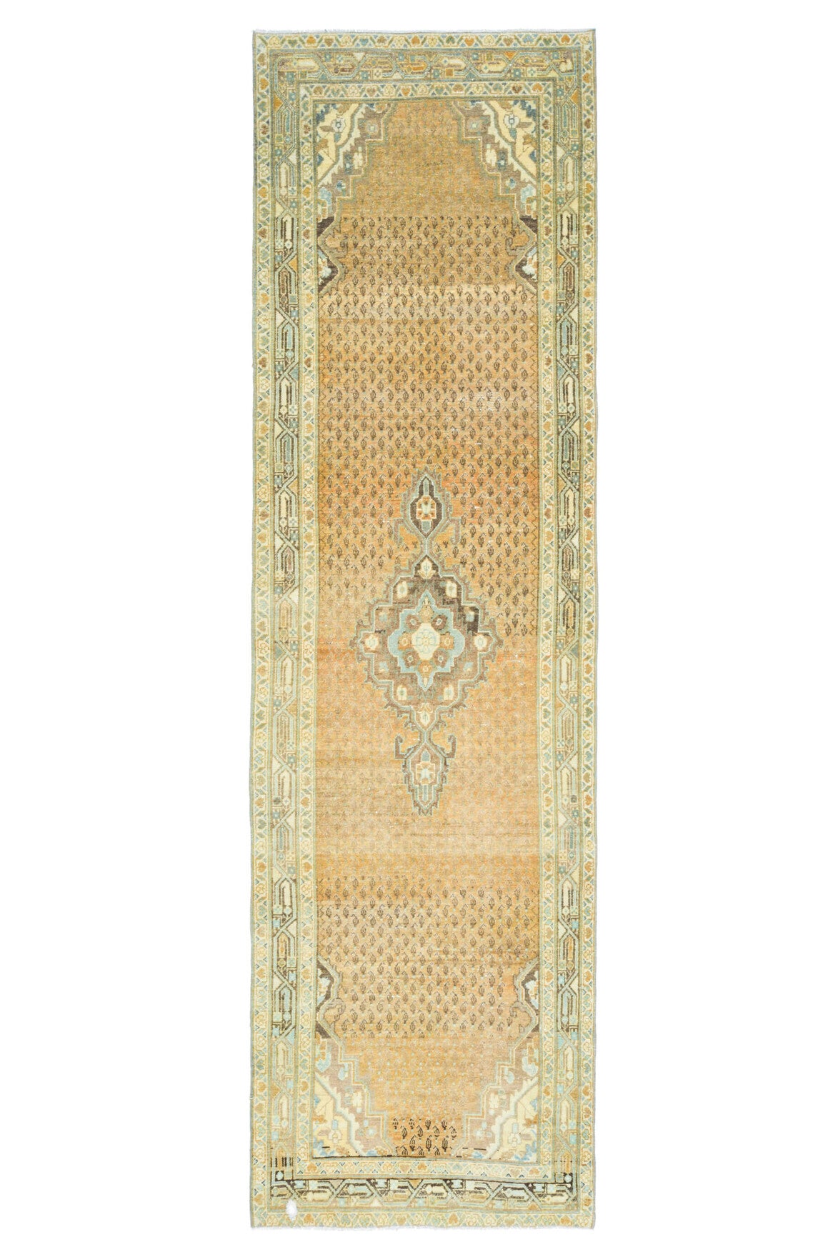 Amber Colored Oushak Vintage Runner Rug