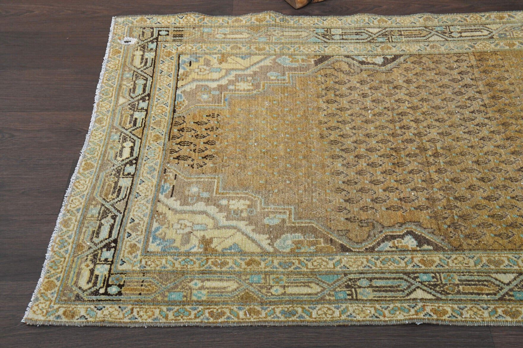Amber Colored Oushak Vintage Runner Rug