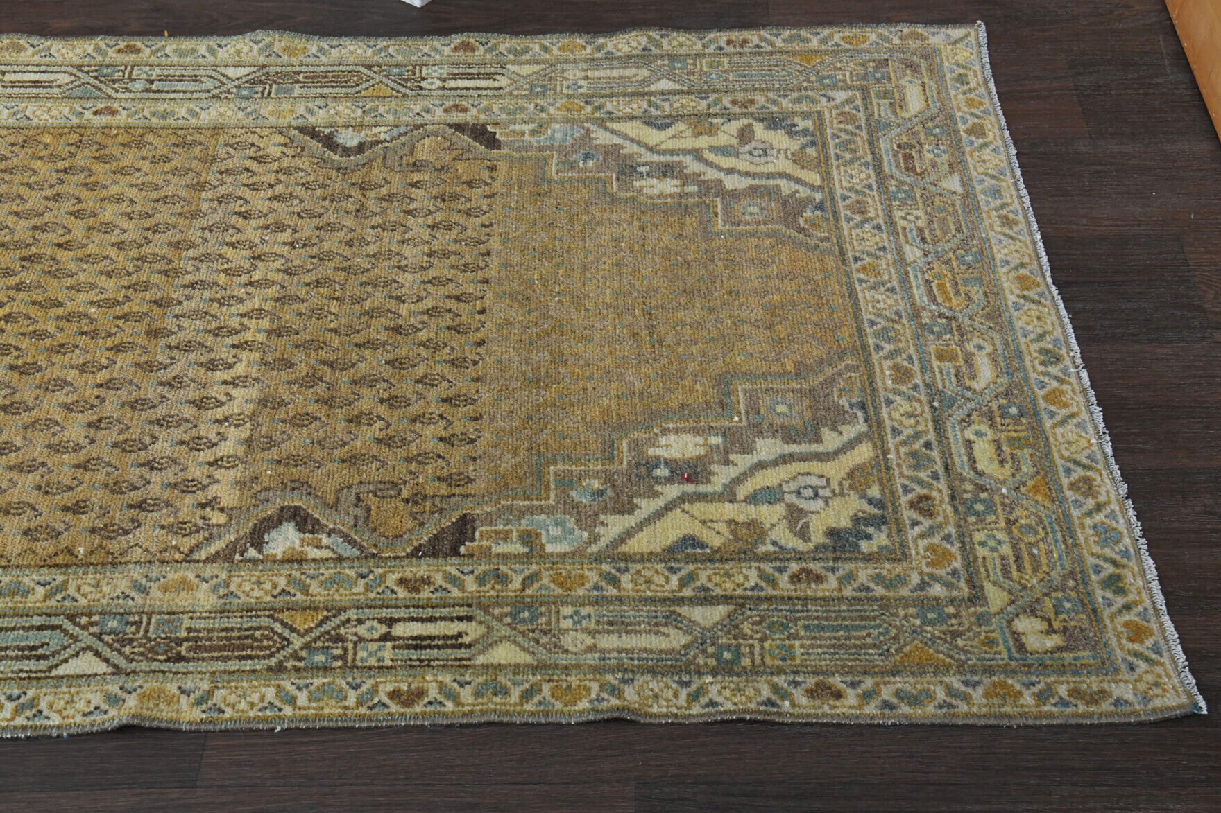 Amber Colored Oushak Vintage Runner Rug