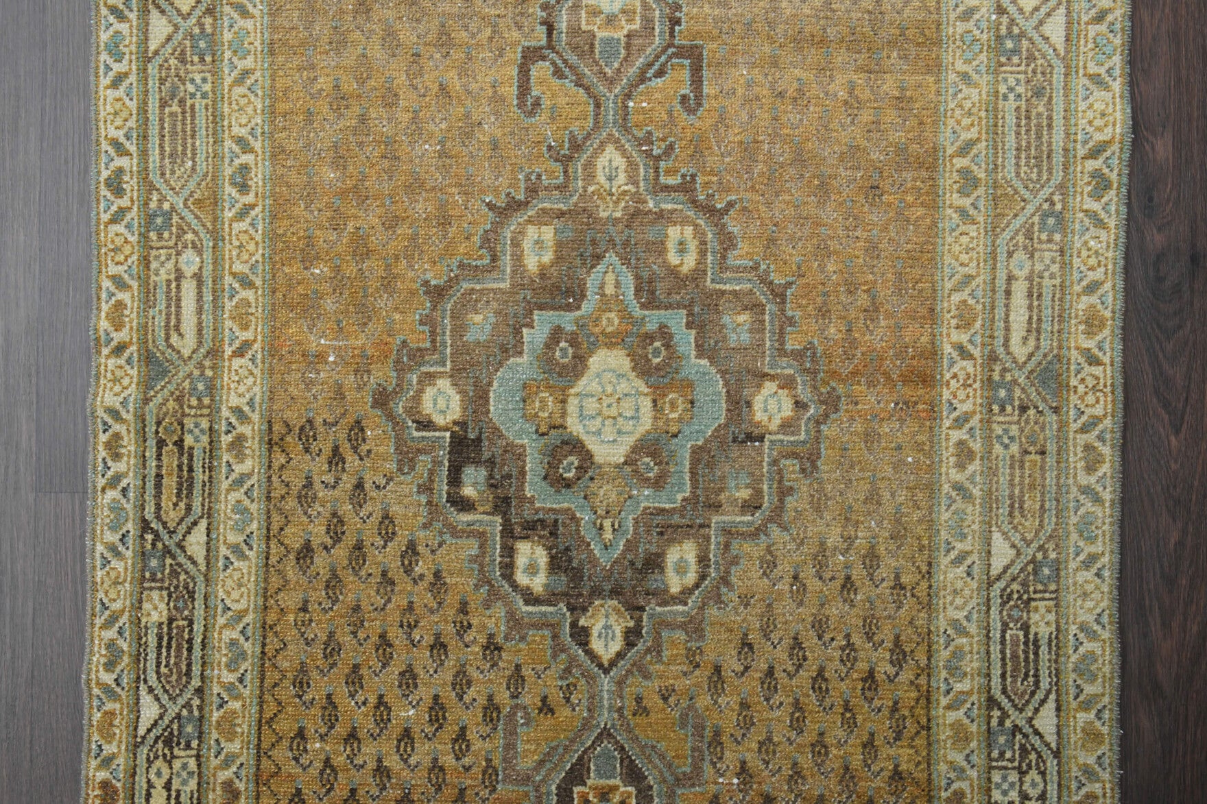 Amber Colored Oushak Vintage Runner Rug