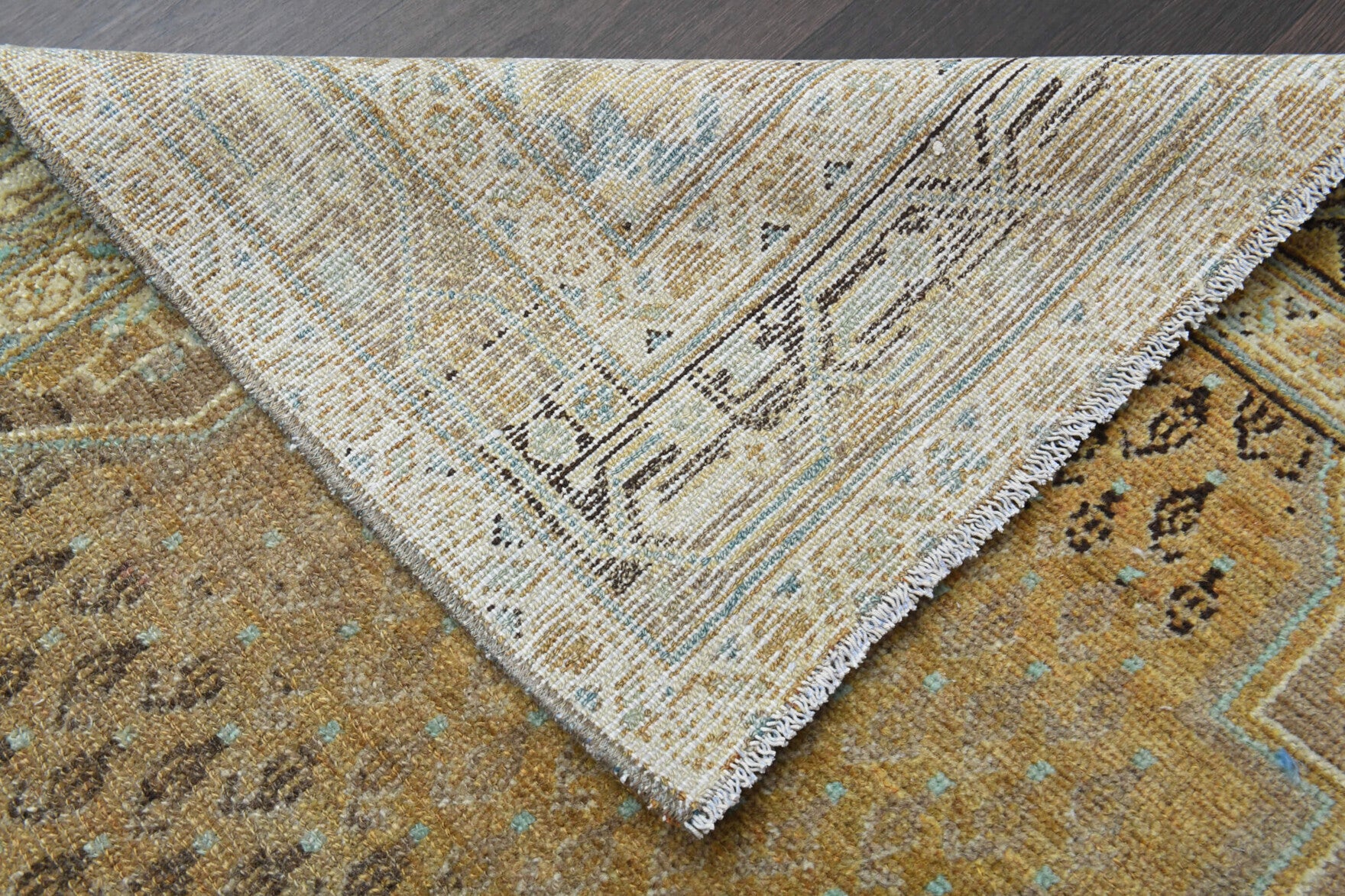 Amber Colored Oushak Vintage Runner Rug
