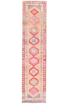 Peach &  Red - Turkish Runner Rug