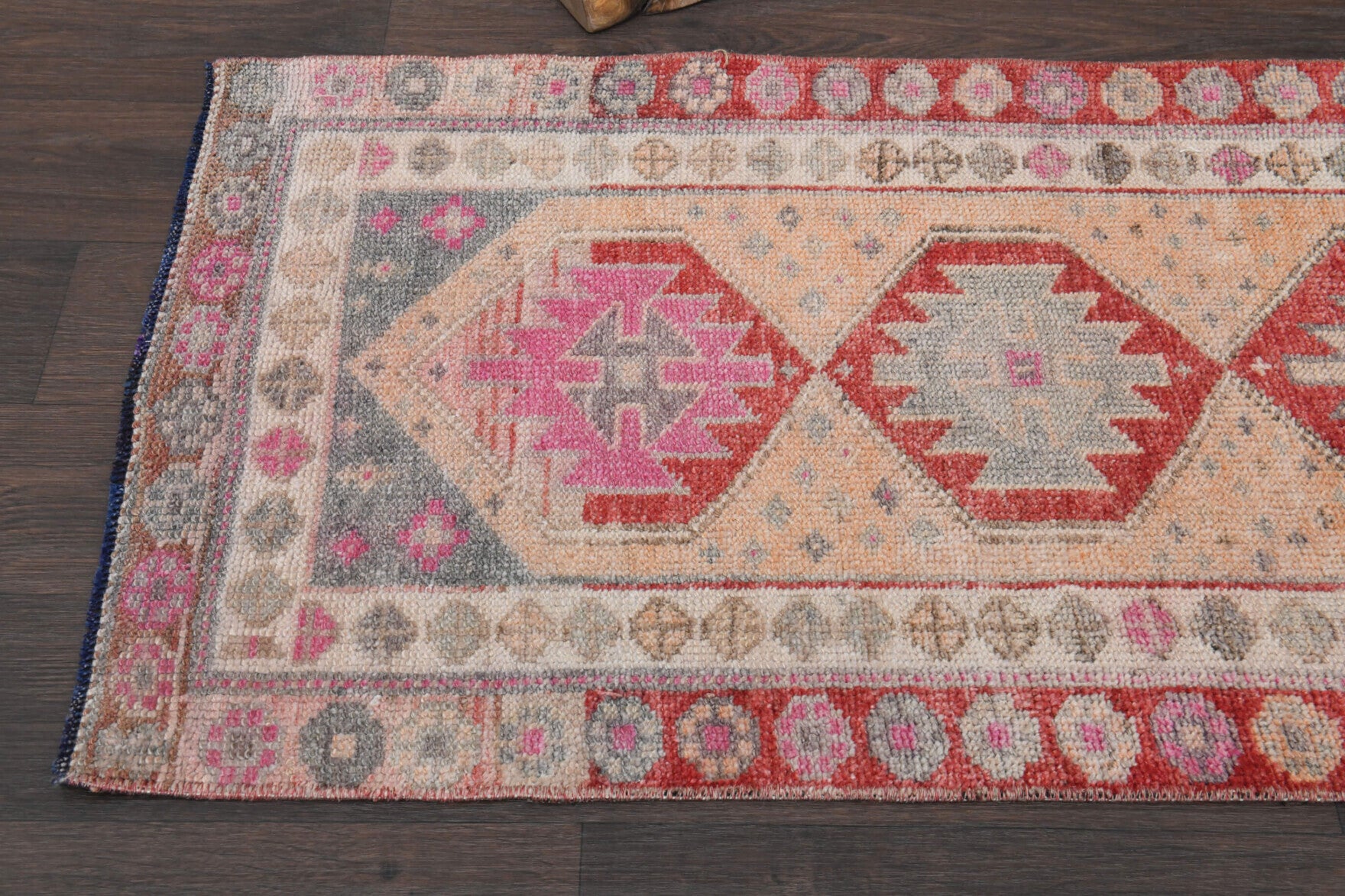 Peach &  Red - Turkish Runner Rug