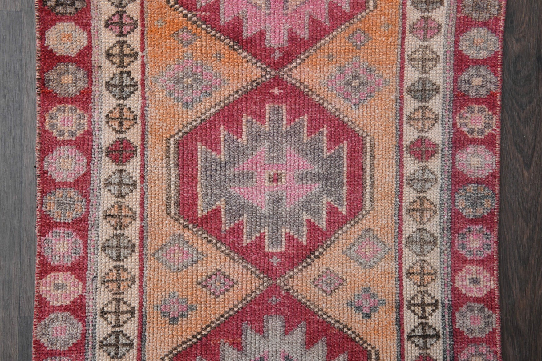 Peach &  Red - Turkish Runner Rug