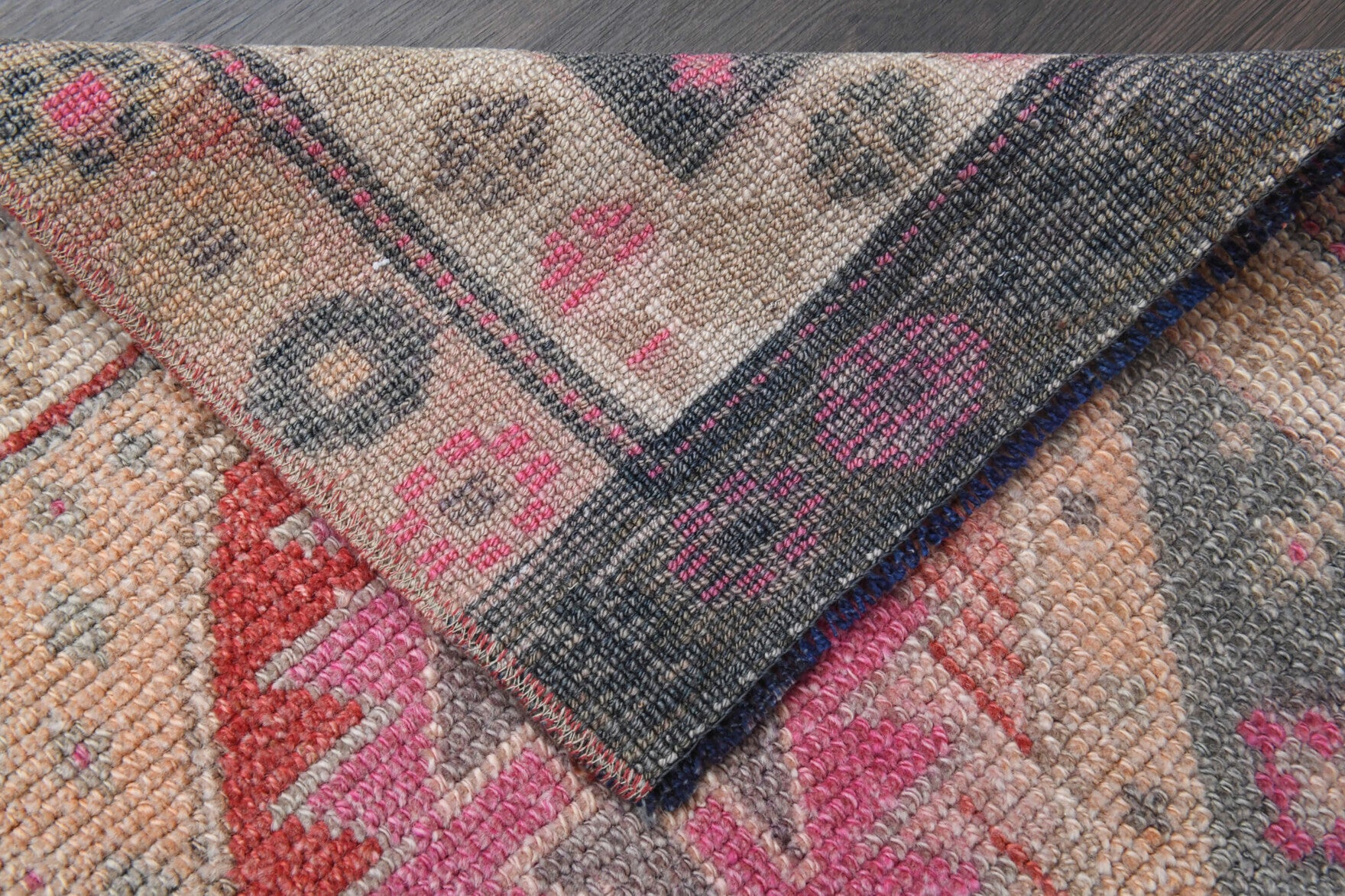 Peach &  Red - Turkish Runner Rug