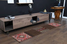 Brown & Red - Turkish Kilim Runner Rug