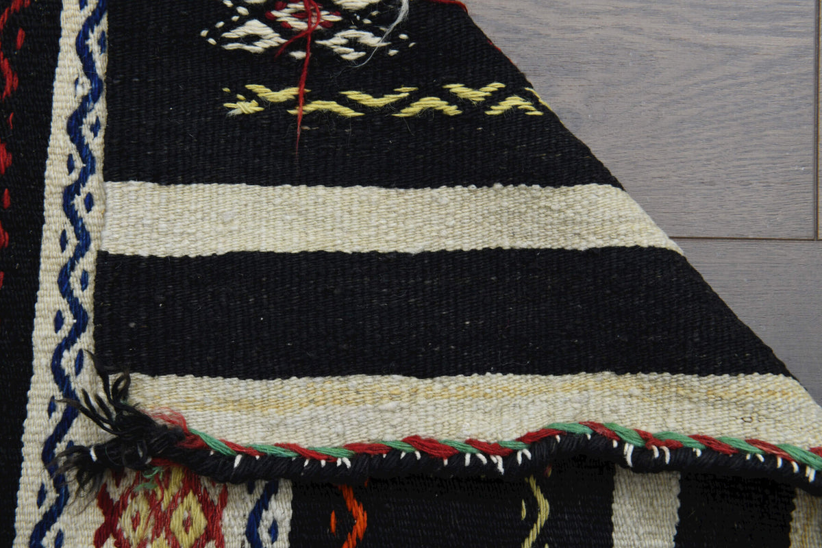 Necmiye runner: 1960s handwoven flatweave Anatolian runner with oriental motifs
