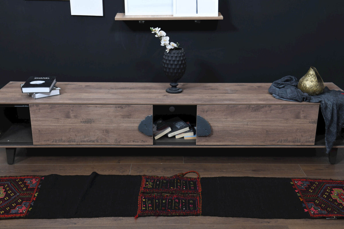Handwoven flatweave wool runner from Anatolia, Turkey – Ikat Turkish Kilim Runner Rug 1'8" x 8'8"