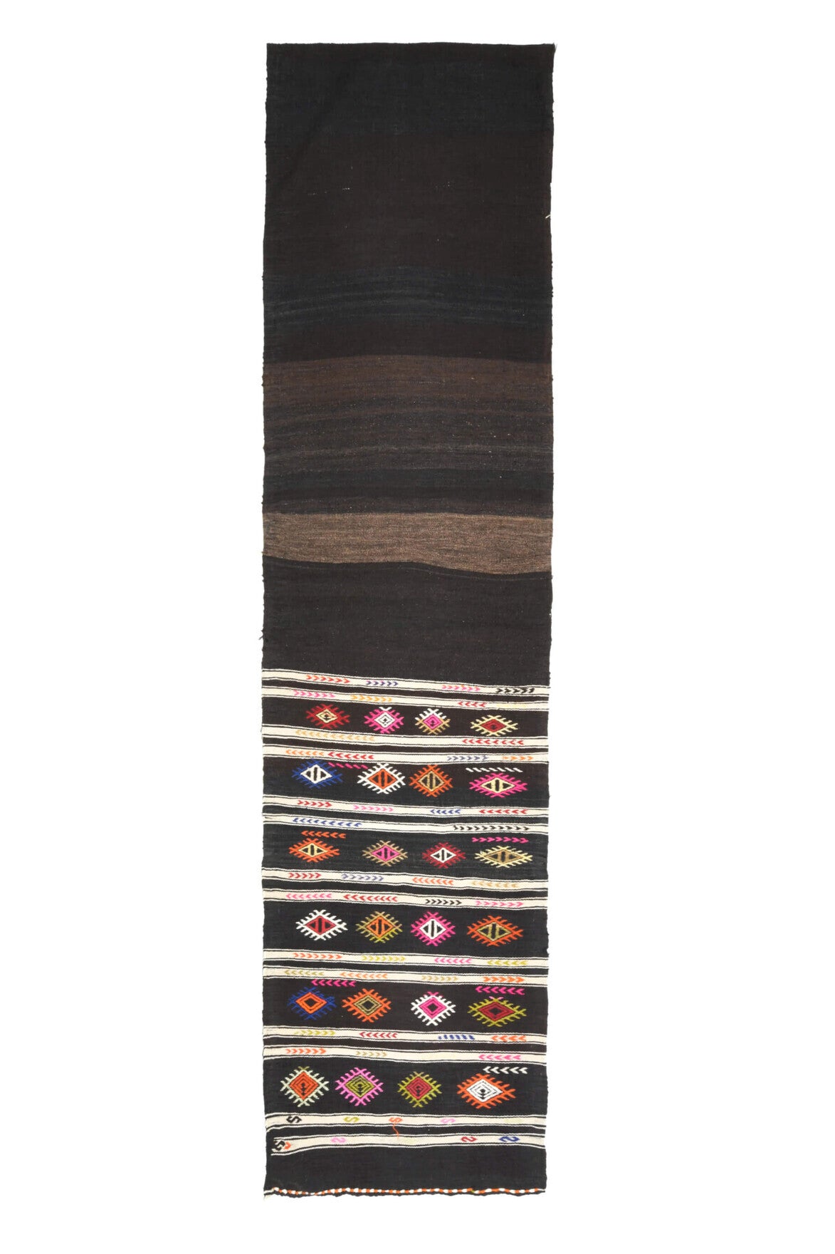 Black Turkish Kilim Runner Rug