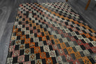 Lysinesia runner: 1960s handwoven flatweave Anatolian runner with ikat motifs