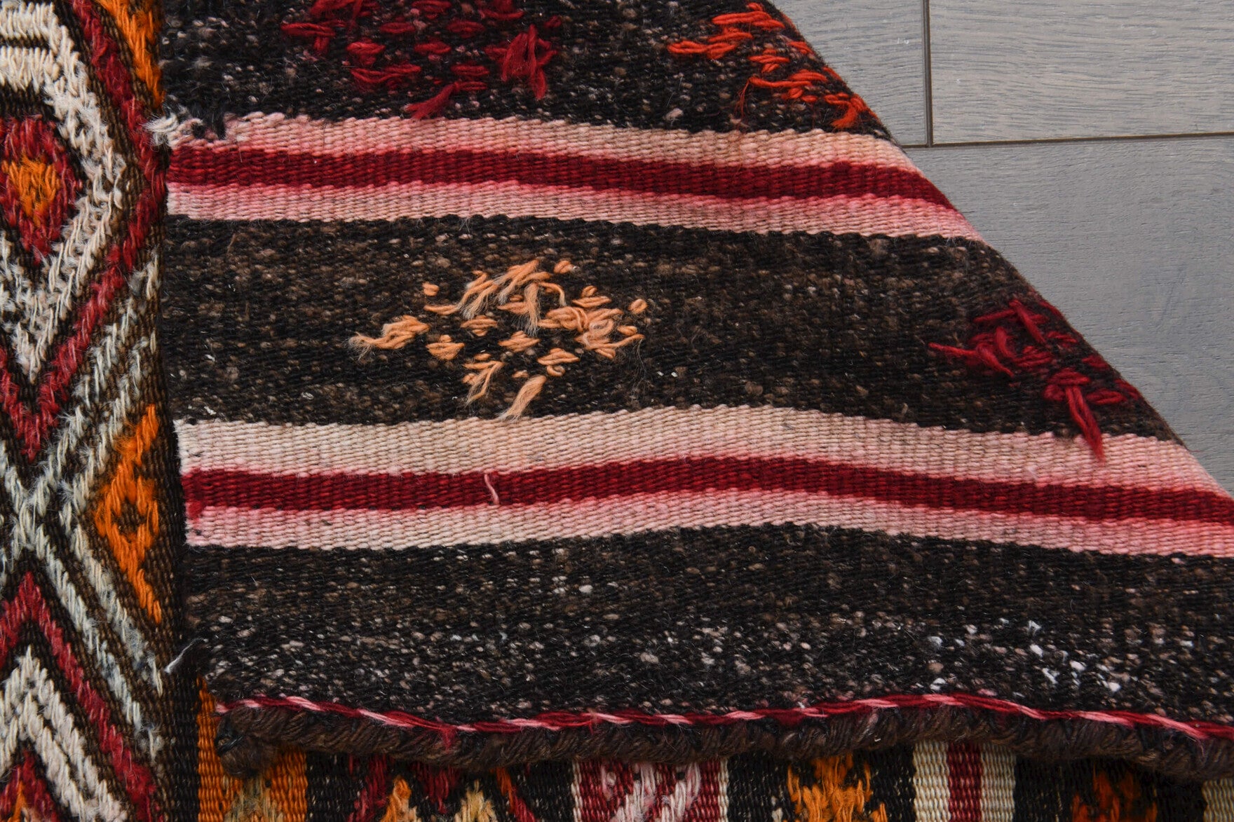One-of-a-kind 1960s Anatolian vintage kilim rug in wool, 2'4" x 8'6"