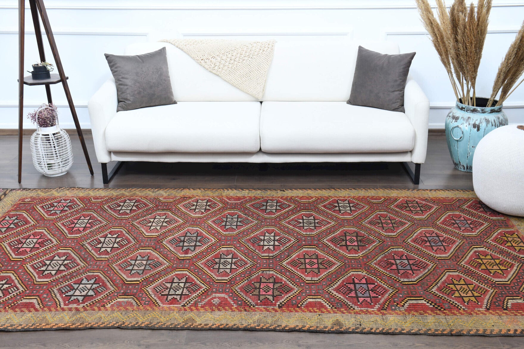 5x10 Kilim, Vintage Turkish Wide Runner Rug
