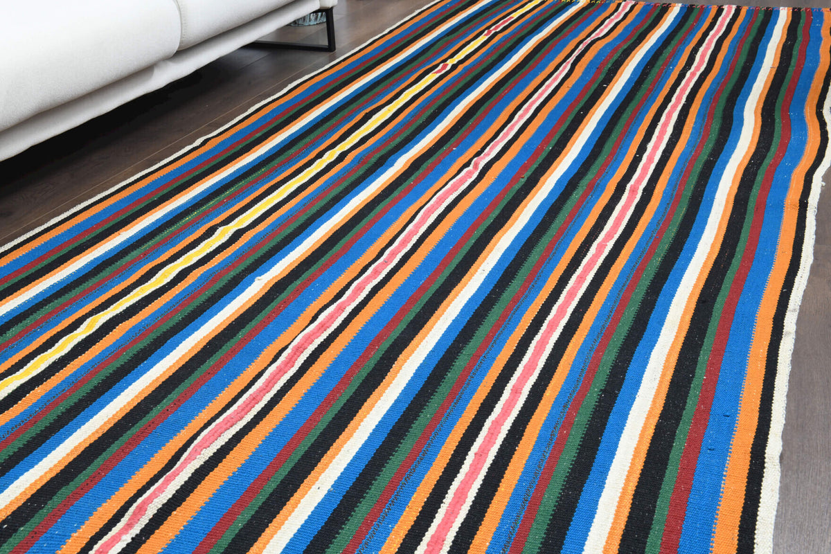 Handwoven flatweave wool runner from Anatolia, Turkey – Turkish Runner Rug 4'11" x 12'9"