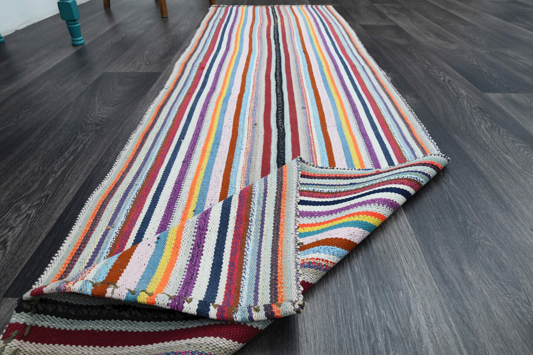 Hand-crafted Anatolian vintage kilim Kallipnoe in wool, 1960s