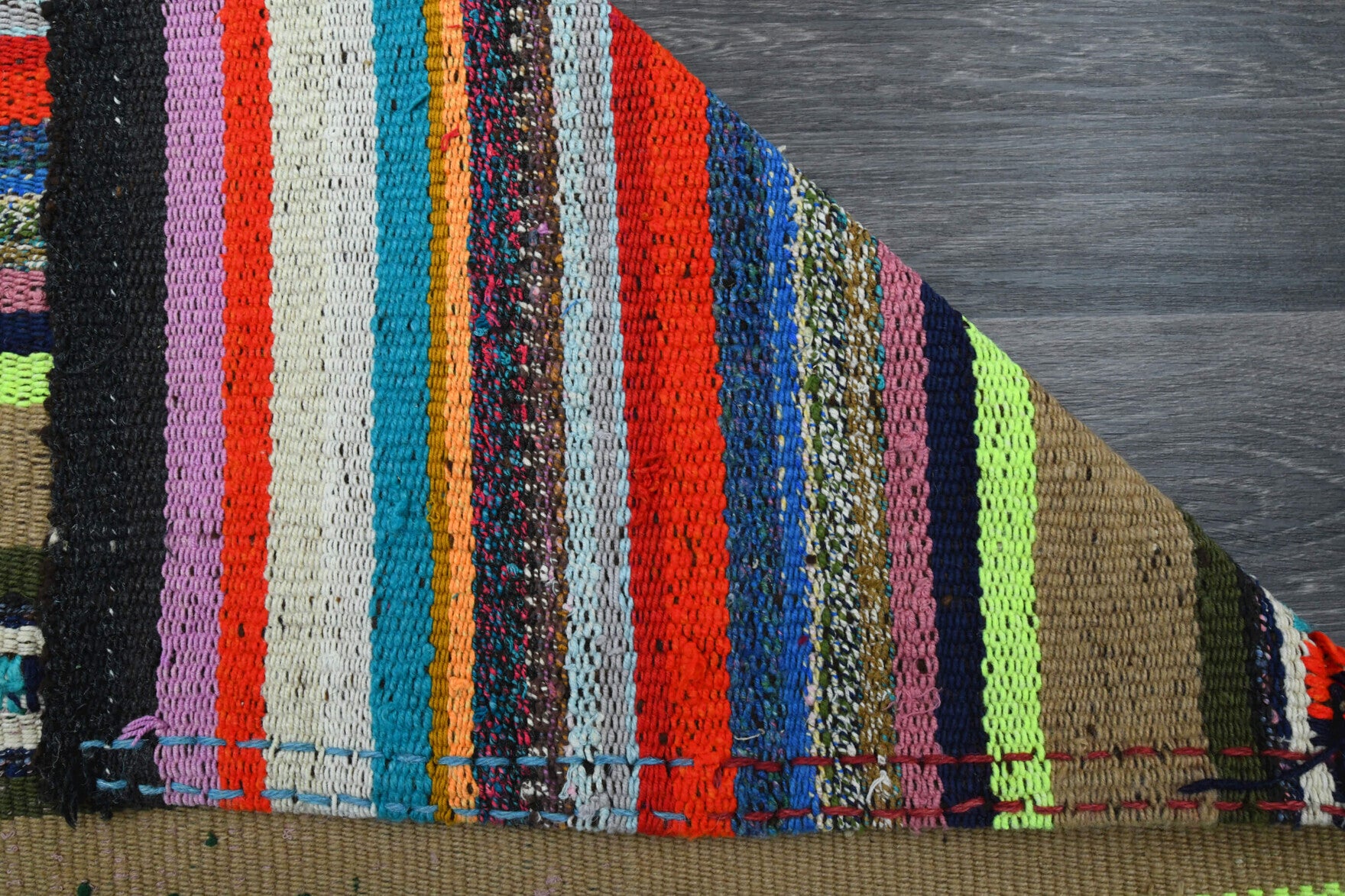 Kadifegul – vintage striped kilim for living room or bedroom, 3'1" x 7'11" (95x242 cm)