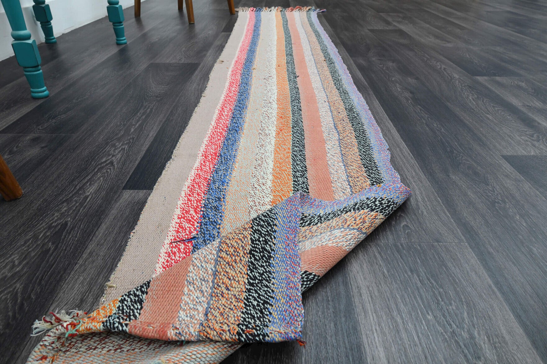 Hand-crafted Anatolian vintage kilim Isomorphe in wool, 1960s