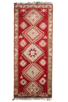 Wide Long Red Turkish Oushak Runner Rug