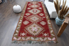 Wide Long Red Turkish Oushak Runner Rug
