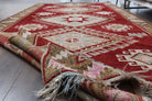Wide Long Red Turkish Oushak Runner Rug