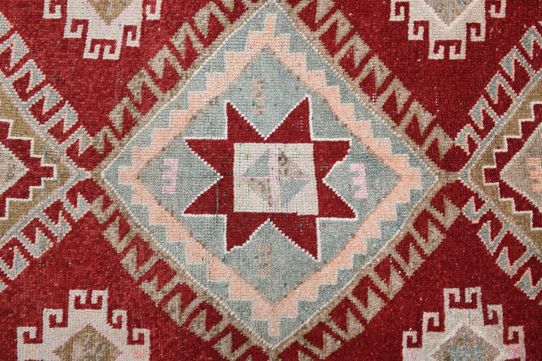 Wide Long Red Turkish Oushak Runner Rug