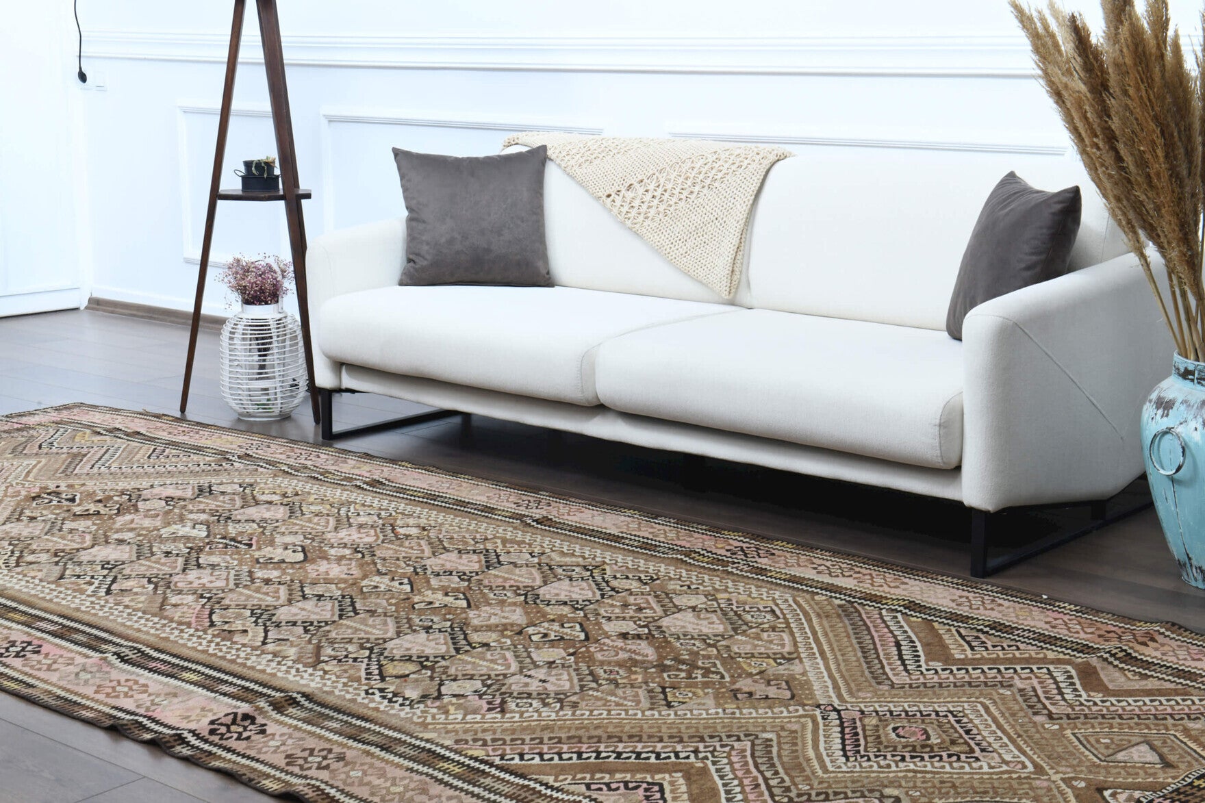 Hesperpeleia – vintage tribal kilim for living room or bedroom, 5'3" x 13' (160x395 cm)