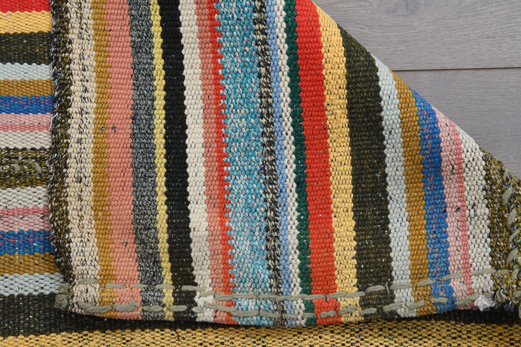 One-of-a-kind 1960s Anatolian vintage kilim rug in wool, 2'7" x 8'