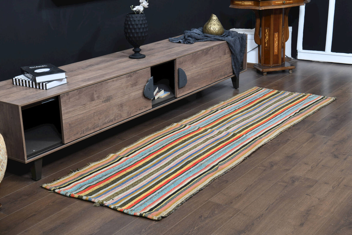 79x243 cm vintage Anatolian kilim rug – Hazanihal, flatweave, wool