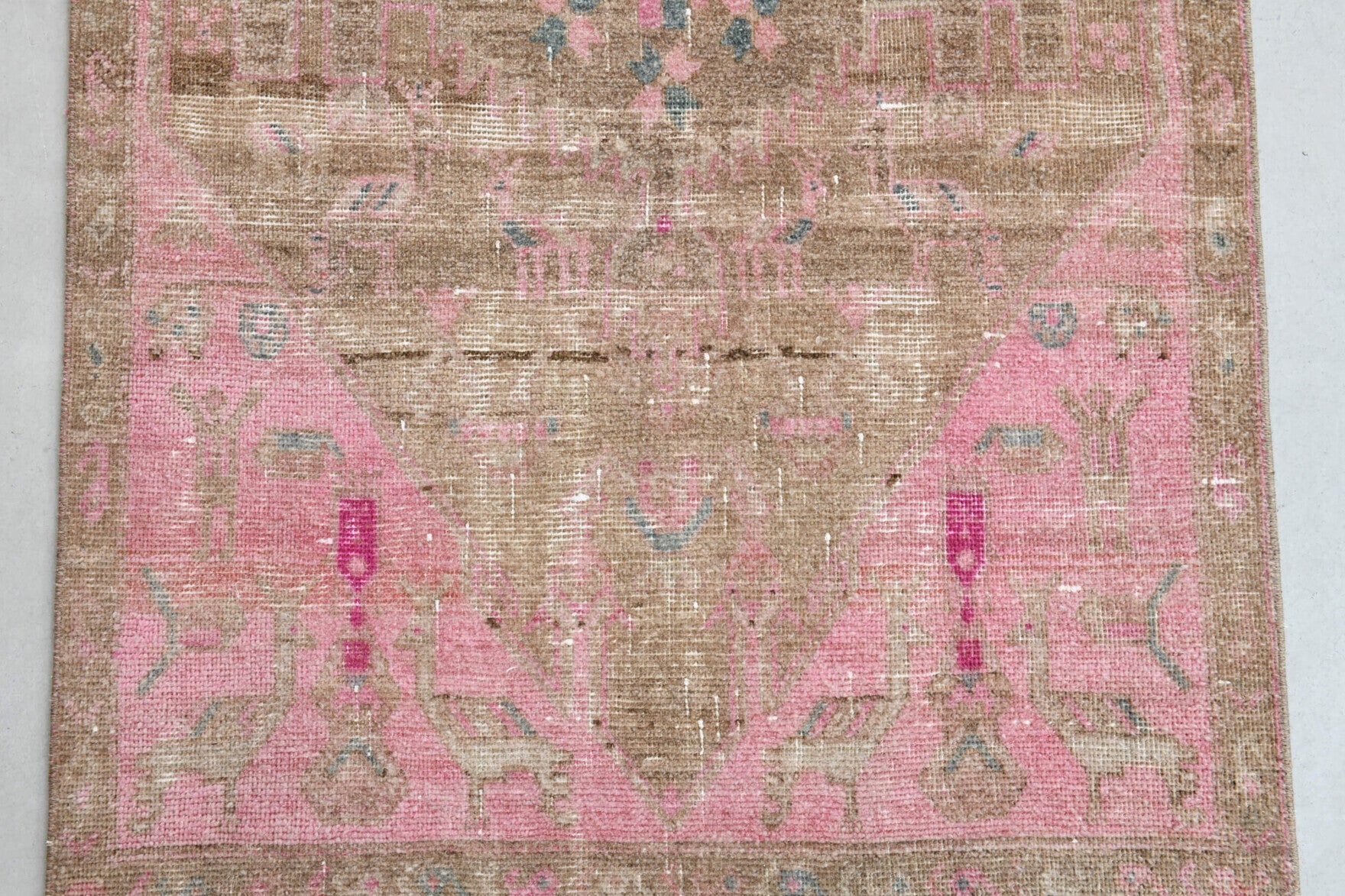 Turkish Runner Rug - Pink & Brown