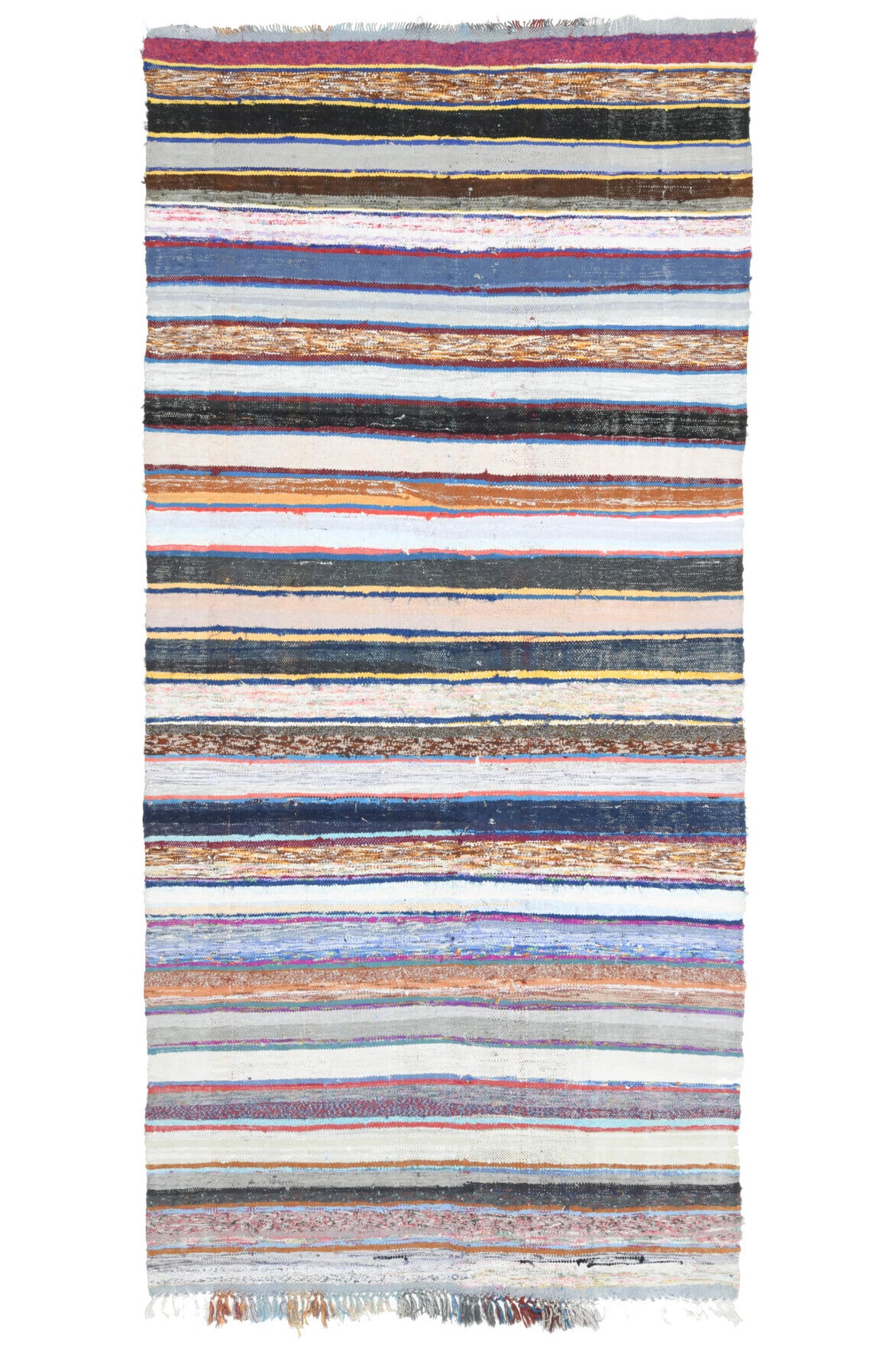 Colorful Striped Vintage Kilim Organic Kids Room Rug