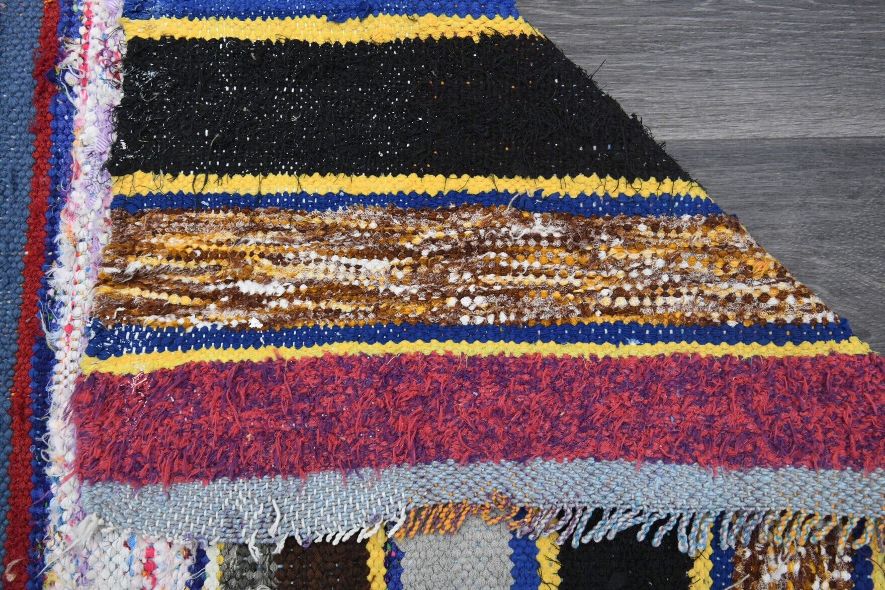 Colorful Striped Vintage Kilim Organic Kids Room Rug