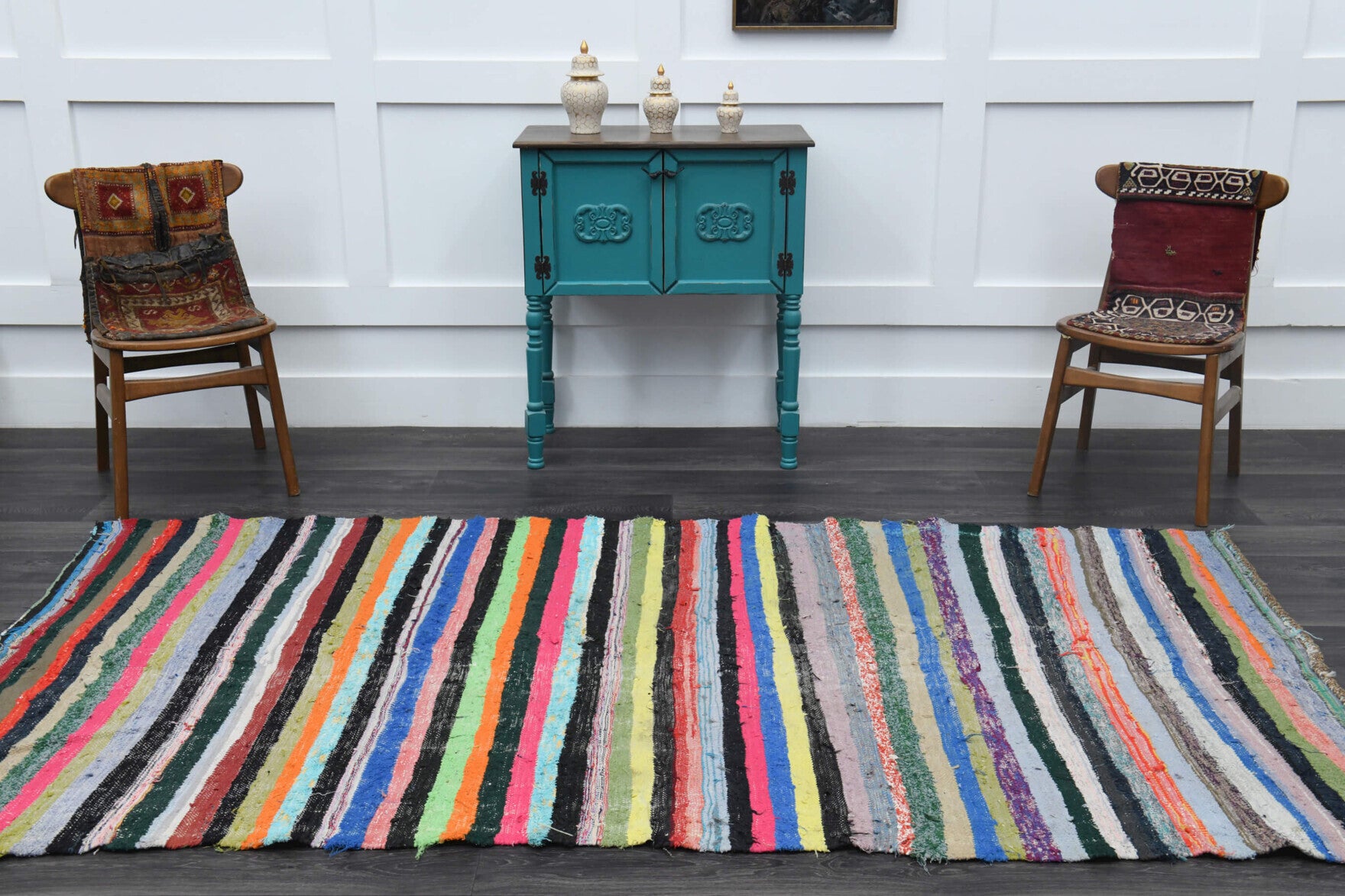 One-of-a-kind 1960s Anatolian vintage kilim rug in wool, 4'10" x 9'1"