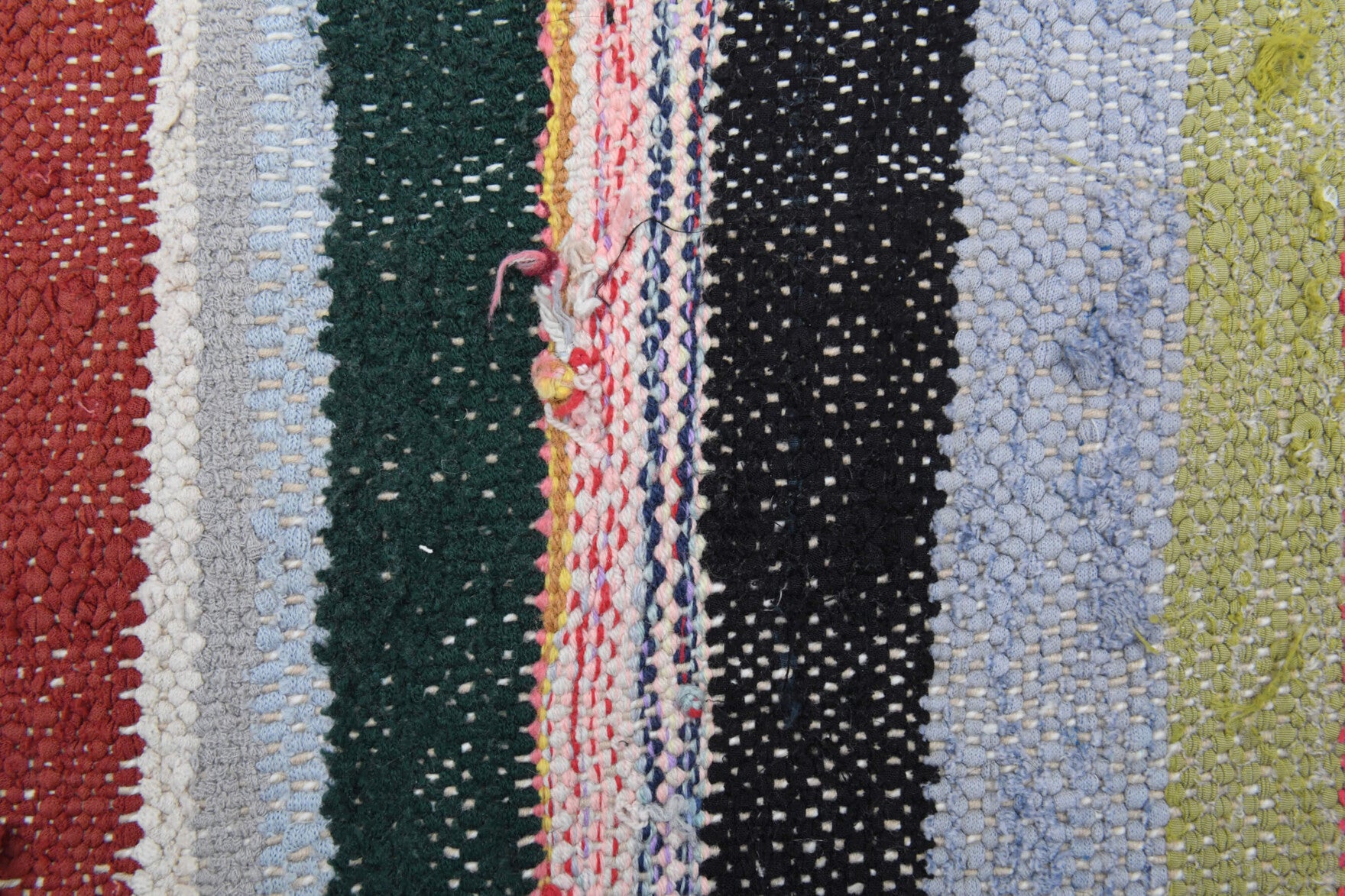 Handwoven flatweave wool kilim from Anatolia, Turkey – Multi-Color Turkish Vintage Striped Rug 4'10" x 9'1"