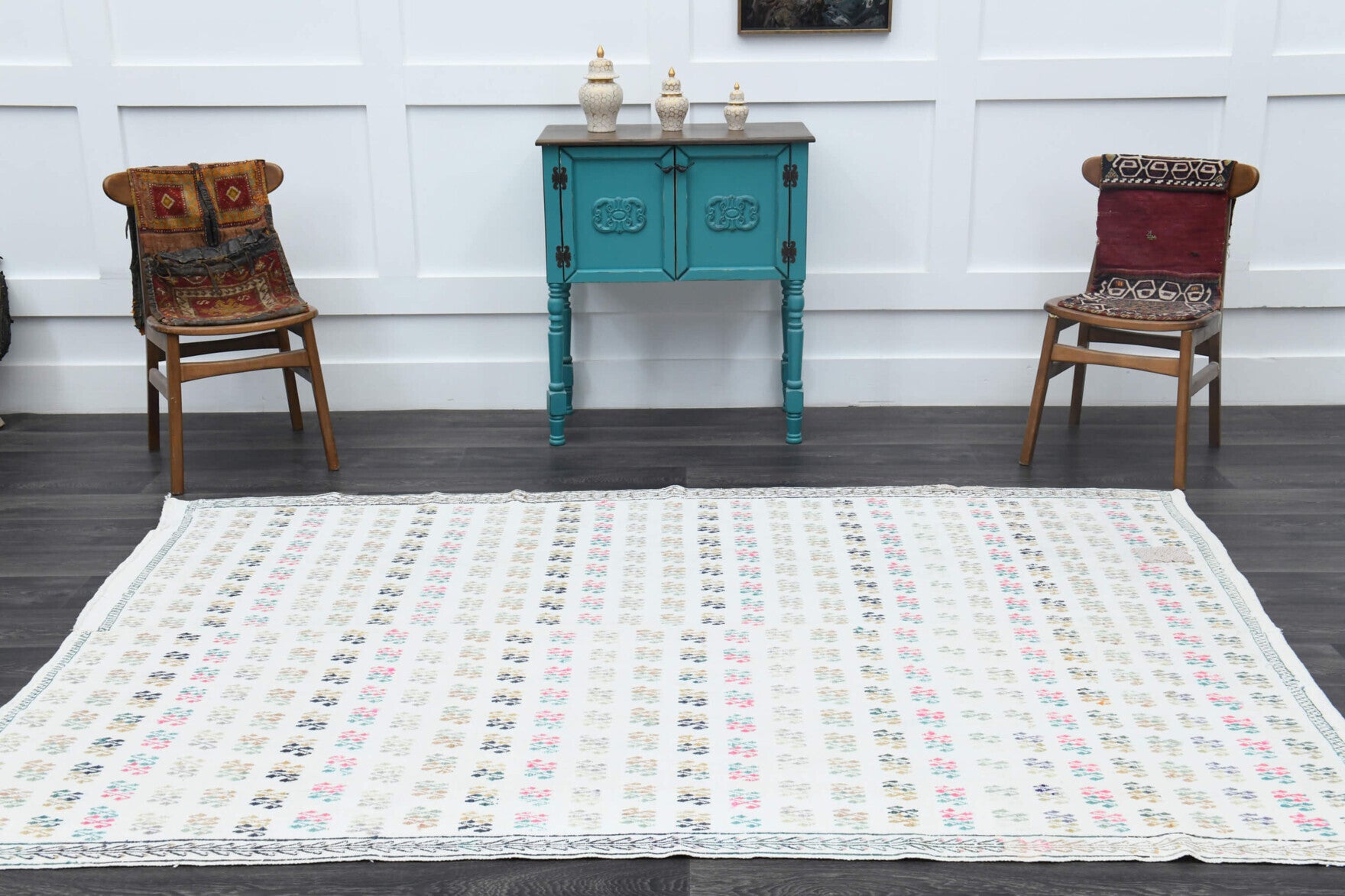 One-of-a-kind 1960s Anatolian vintage kilim rug in wool, 6' x 8'9"