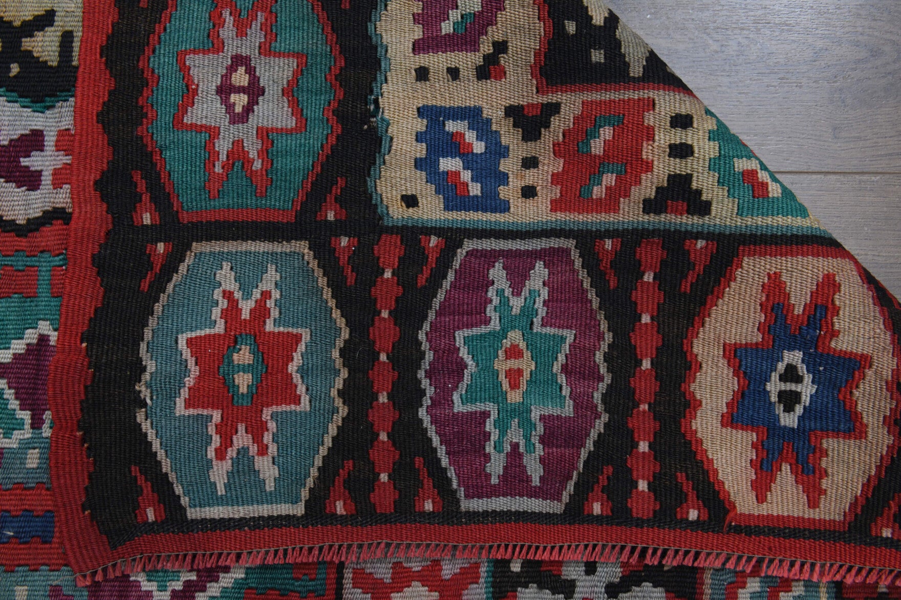 One-of-a-kind 1960s Anatolian vintage kilim rug in wool, 6'9" x 10'2"