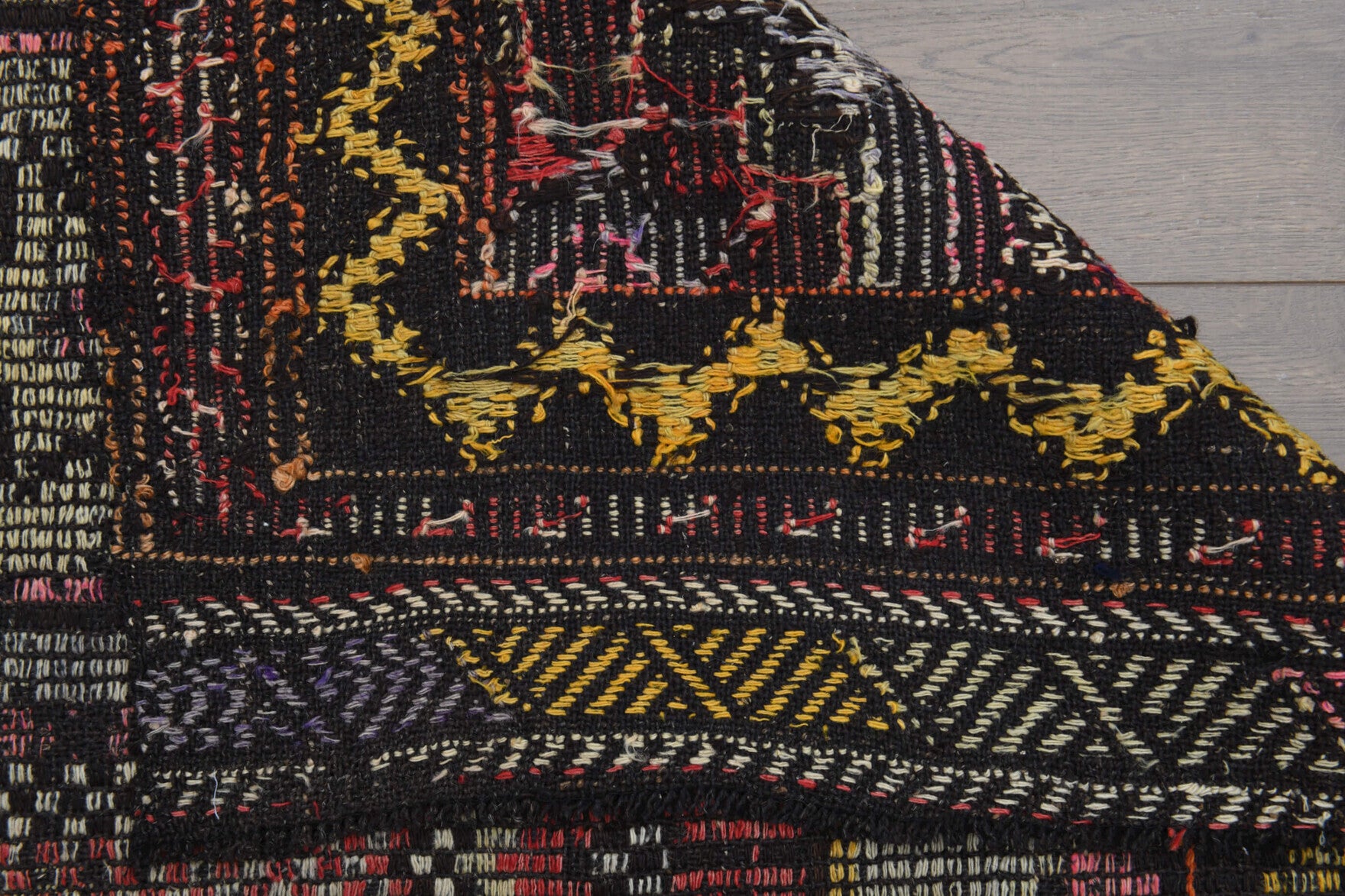 Agathopelia kilim: 1960s handwoven flatweave Anatolian kilim with oriental motifs