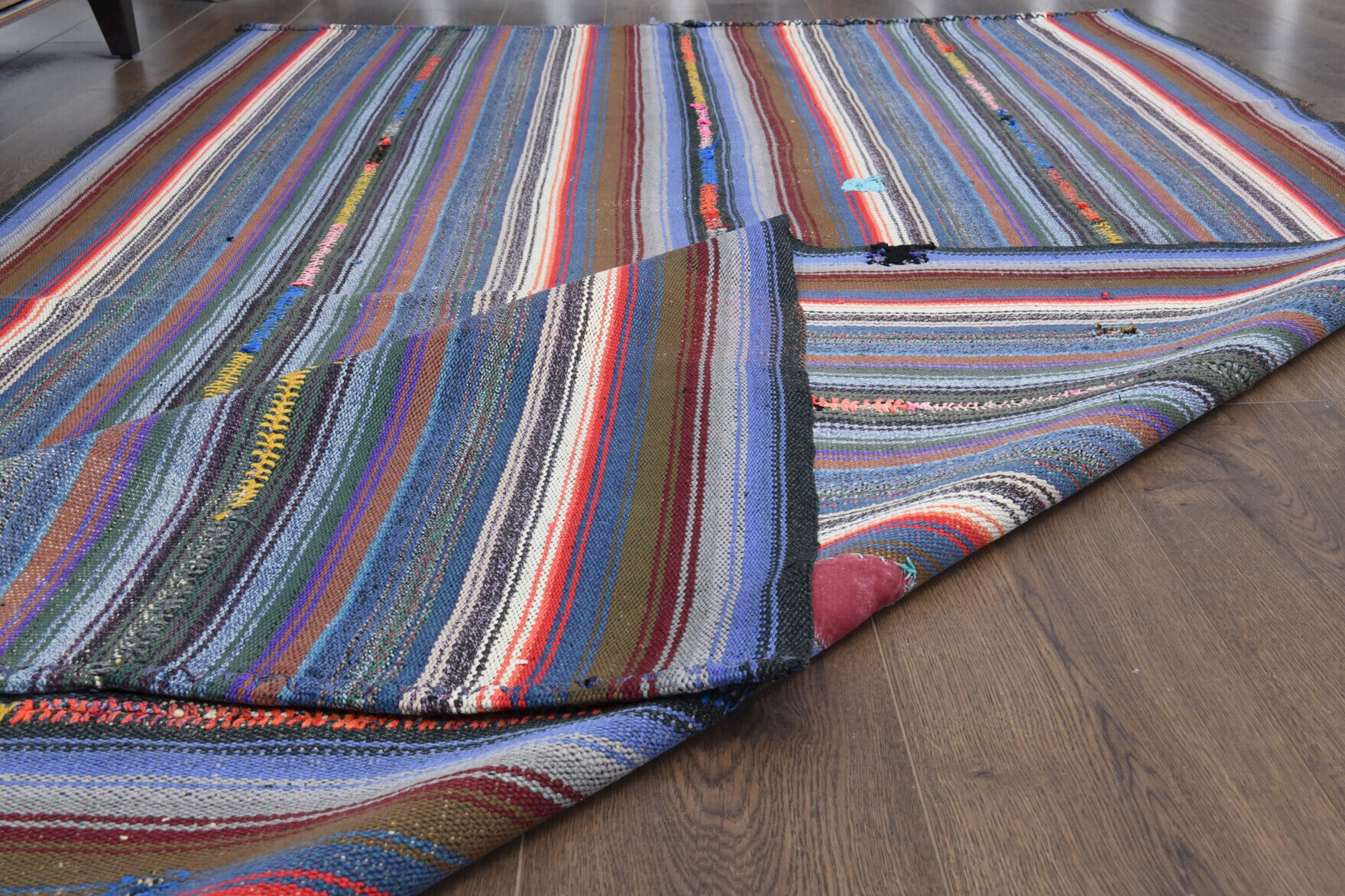 One-of-a-kind 1960s Anatolian vintage kilim rug in wool, 5'3" x 9'1"
